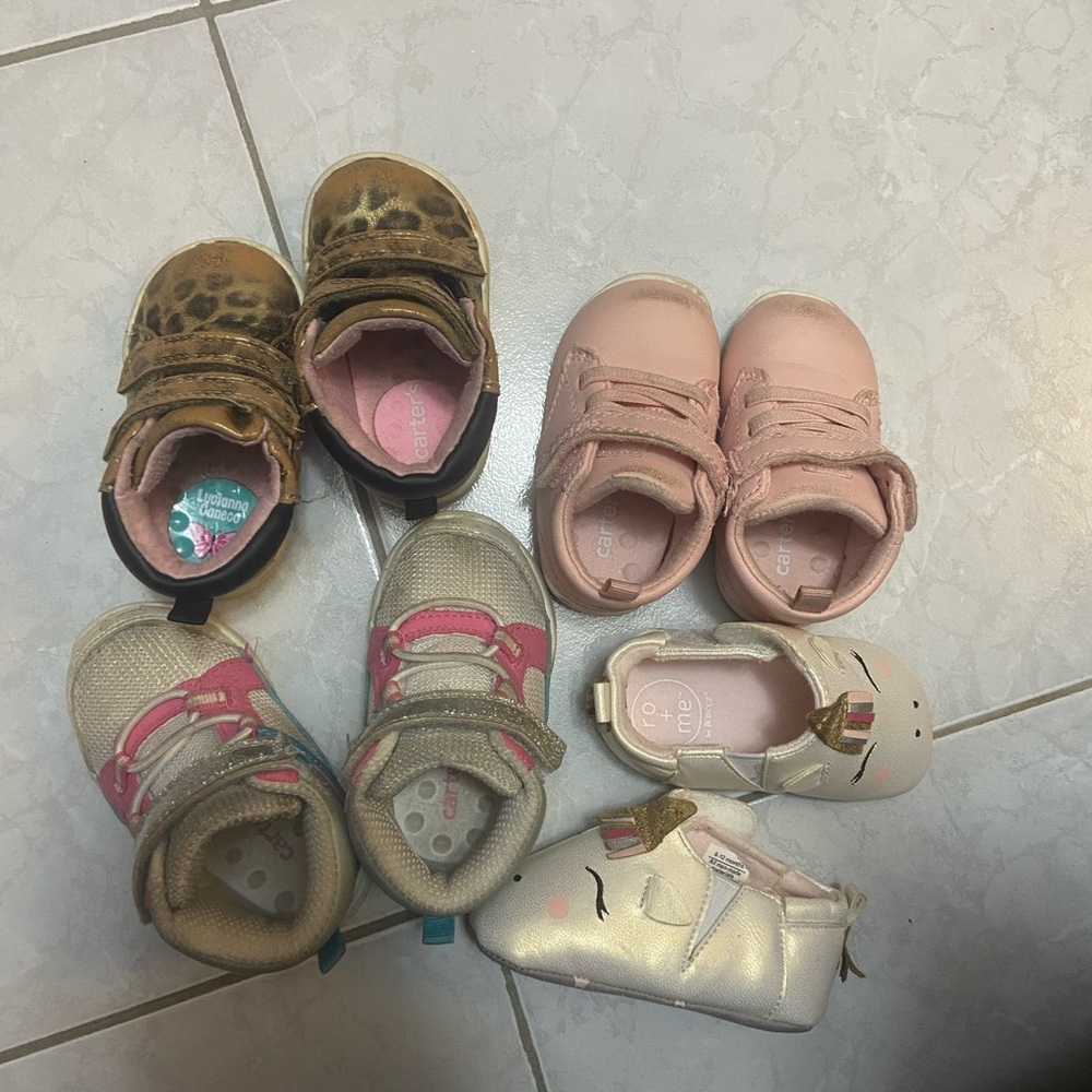 Infant girl shoes all from Carters all size 2.5